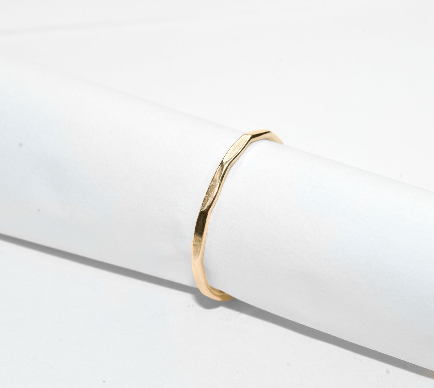 Hammered Flats | Solid 14k Yellow Gold Simple Hammered Stacker Band