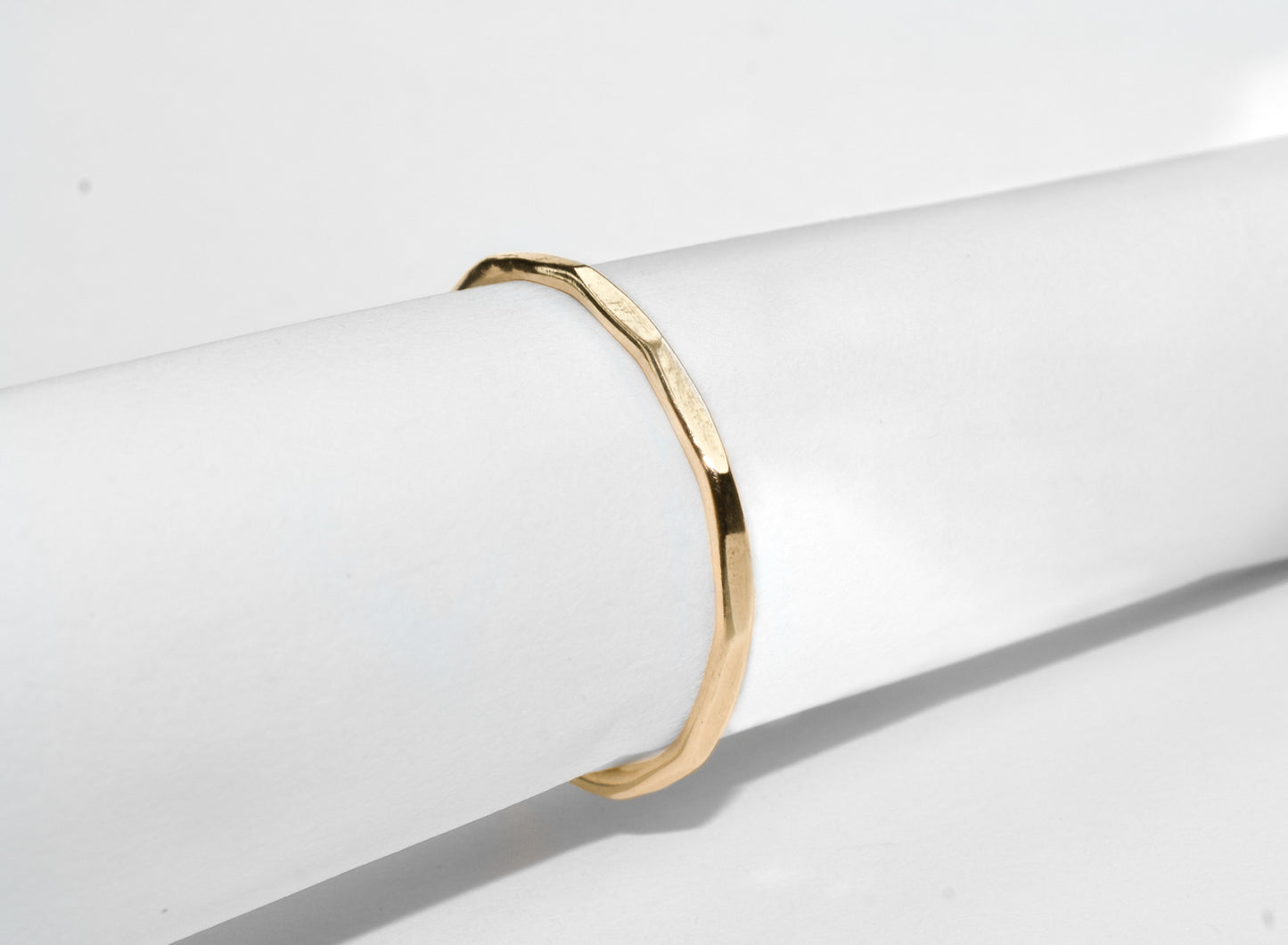 Hammered Flats | Solid 14k Yellow Gold Simple Hammered Stacker Band