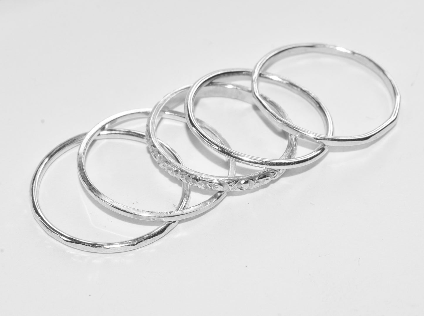 Hammered Flats | Sterling Silver Simple Hammered Stacker Band