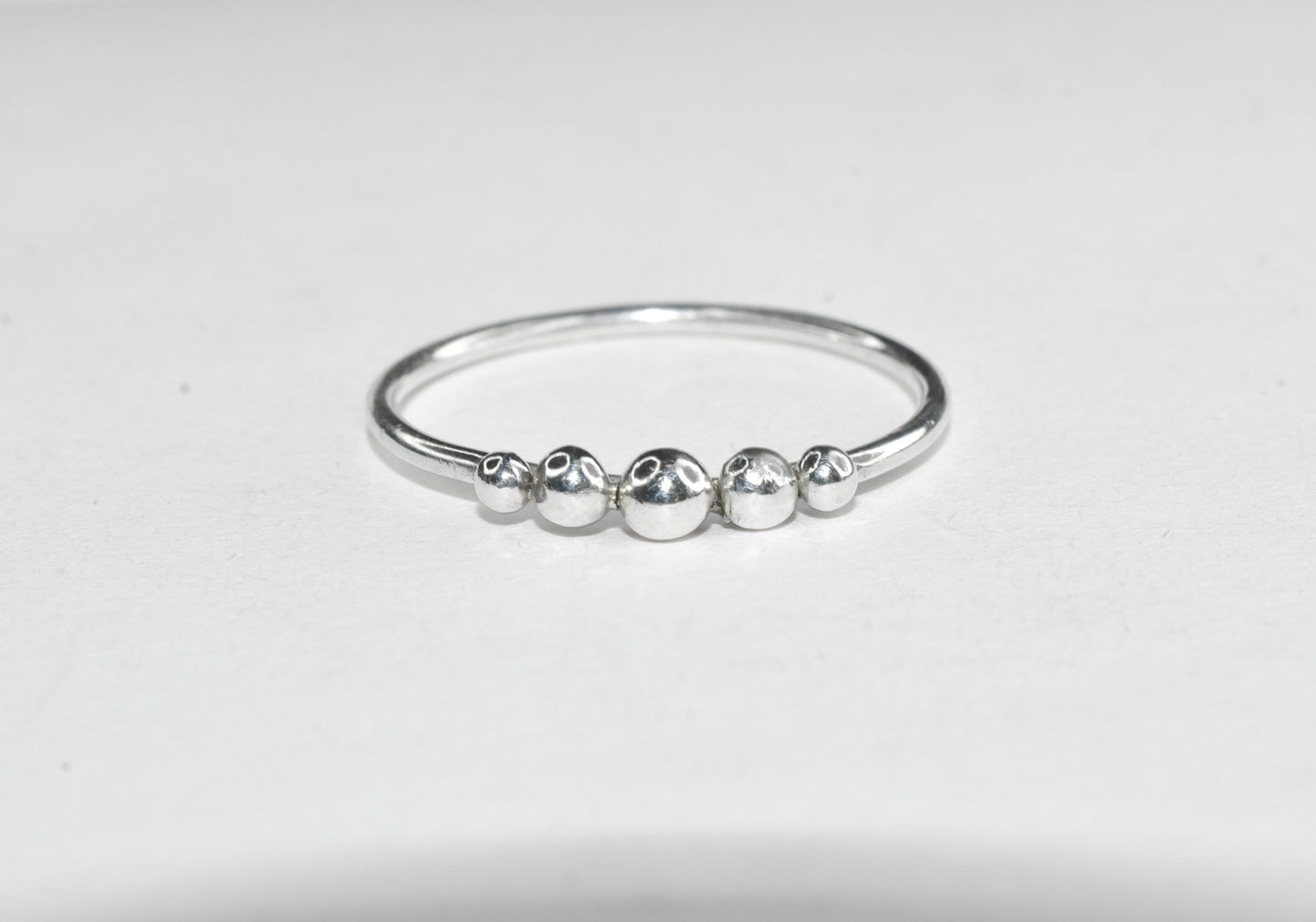 Dew Drop Ring | Handmade Sterling Silver Five Ball Stud Stacker Ring