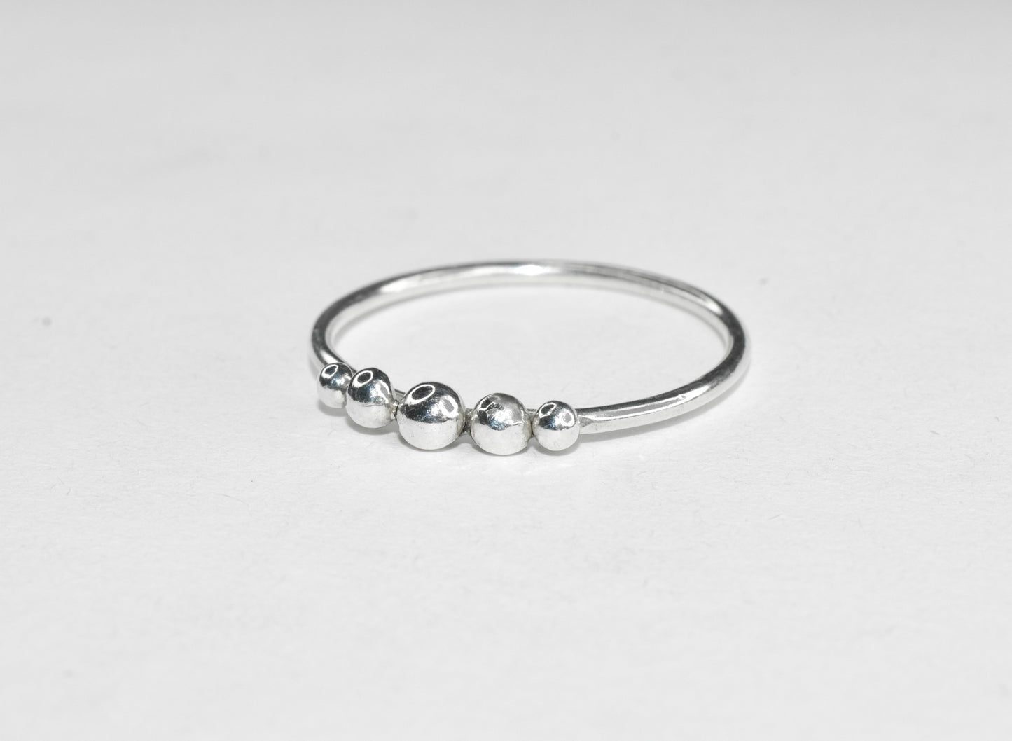 Dew Drop Ring | Handmade Sterling Silver Five Ball Stud Stacker Ring