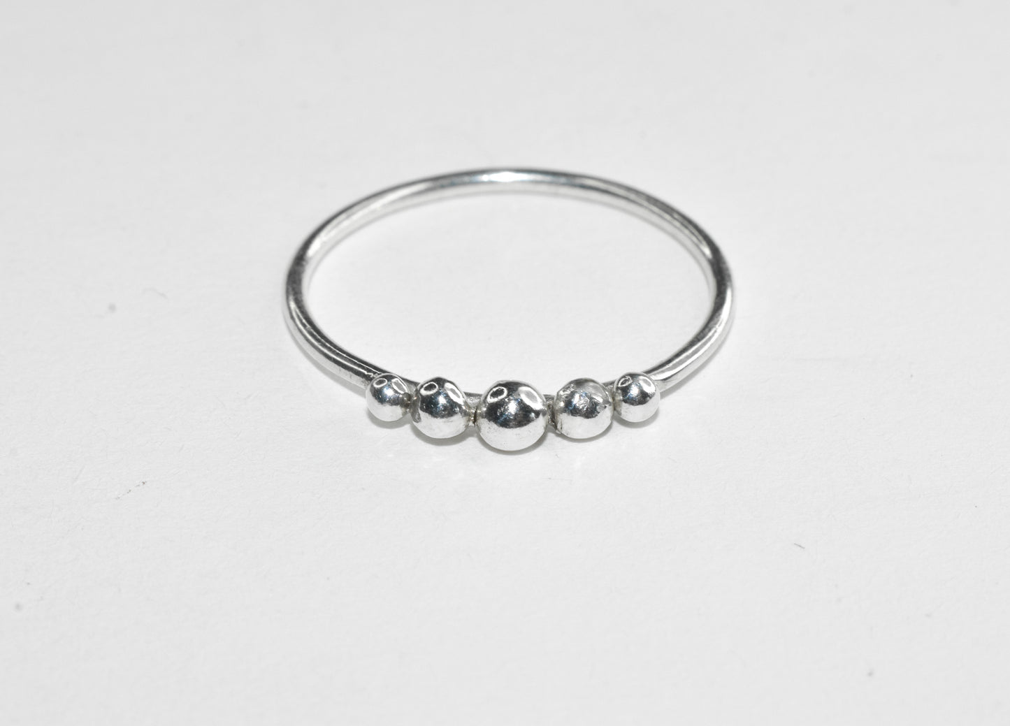 Dew Drop Ring | Handmade Sterling Silver Five Ball Stud Stacker Ring