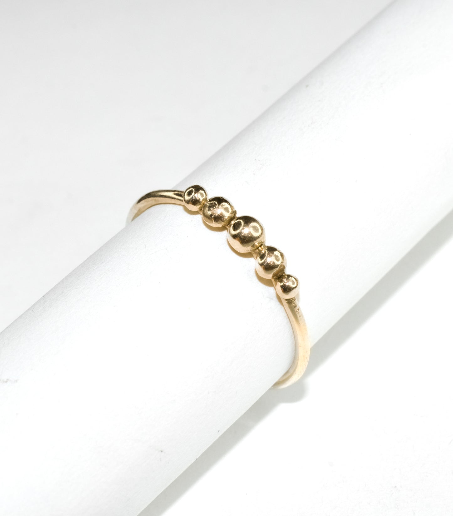 Dew Drop Ring | Handmade Solid 14k Yellow Gold Five Ball Stud Stacker Ring