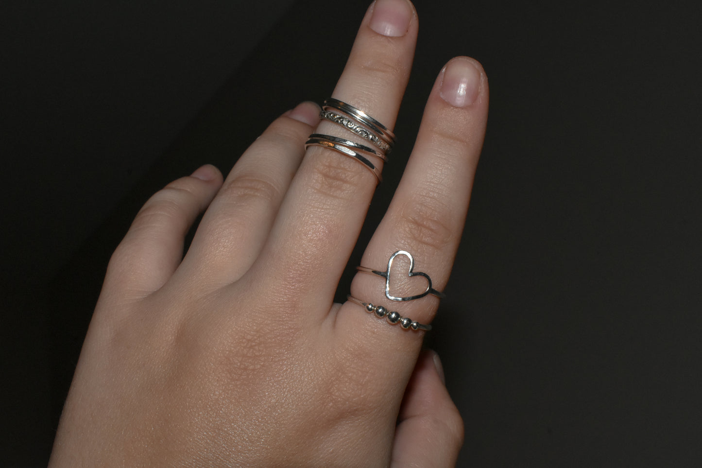 Dew Drop Ring | Handmade Sterling Silver Five Ball Stud Stacker Ring