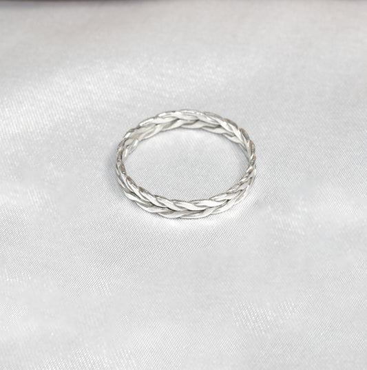 Herring Bone Band I| Handmade Sterling Silver Women's Wedding Band