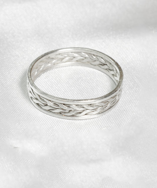 Herring Bone Band II | Handmade Sterling Silver Men's Wedding Band